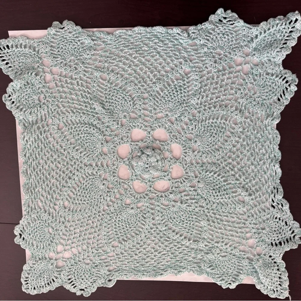 Vintage Robins Egg Blue Crochet Decorative Home Decor Textile